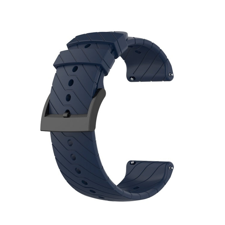 Midnight blue lightning silicone watch strap with adjustable holes and metal buckle for Suunto 7