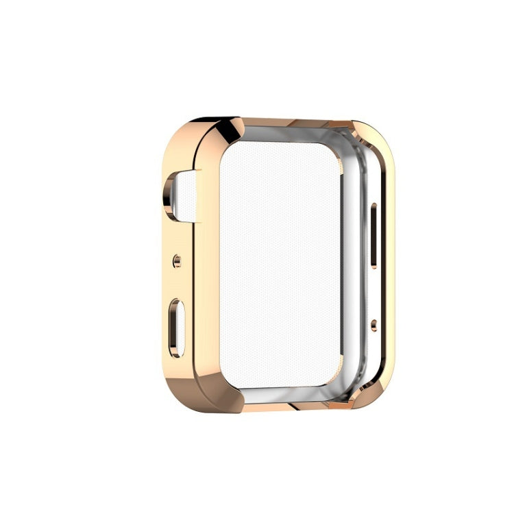 Gold TPU all-inclusive plating phone cover, back view with port openings