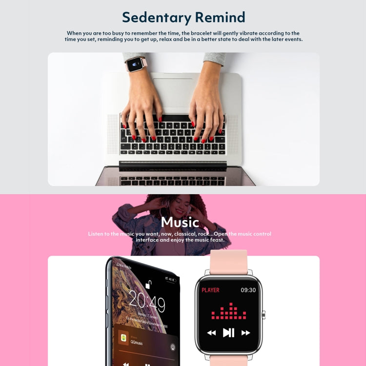 1.4-inch IPS smartwatch with black screen and music control graphic