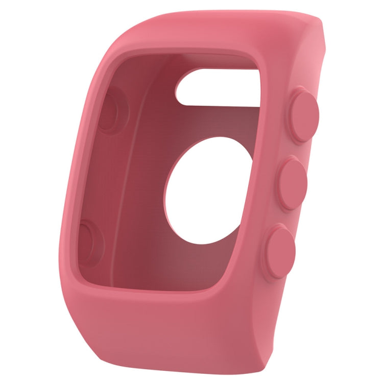 Pink silicone watch case for POLAR M430 with protective cutouts and button bumps