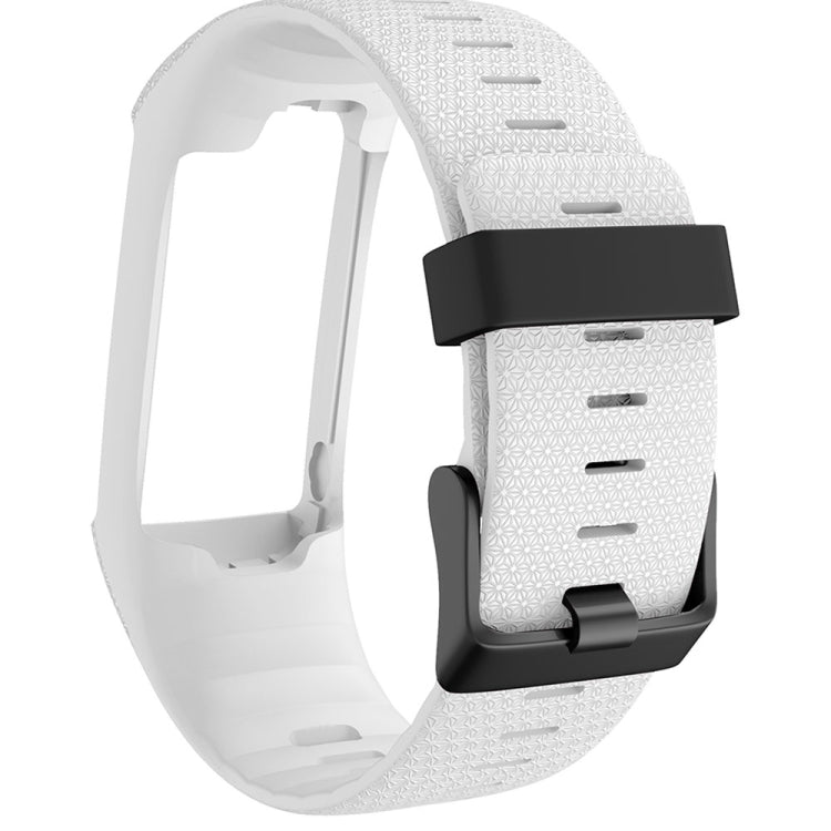 Textured watch strap, white with black clasp and buckle