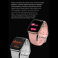 Rose gold and pink smartwatch with heart-rate style display on screen