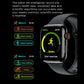 Black smartwatch showing motion activity icons on the screen