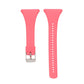 Pink silicone strap with metal buckle and vertical row of adjustment holes
