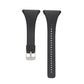 Black silicone strap with metal buckle and length-adjustment hole rows