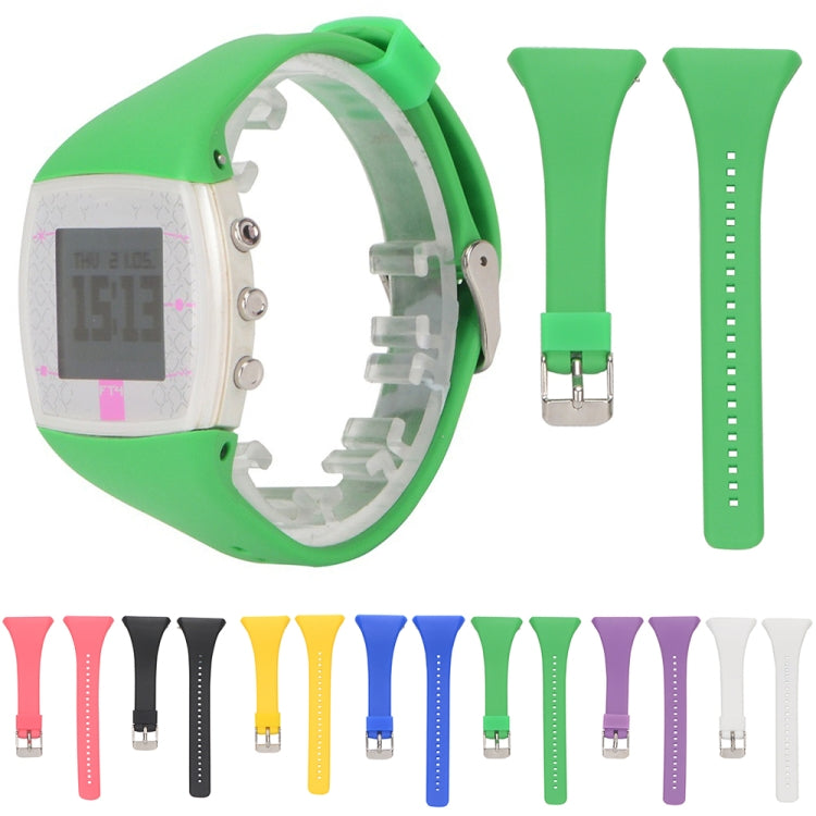 Silicone wrist strap for POLAR FT4 & FT7, green with metal clasp and strap holes