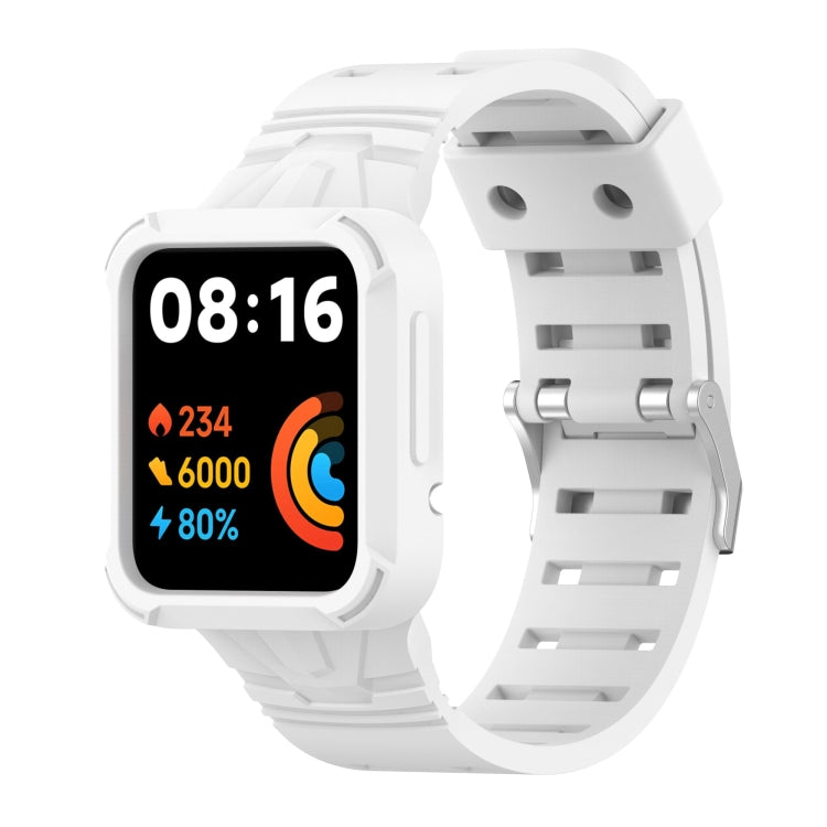Silicone integrated watch band with screen watch case, white color