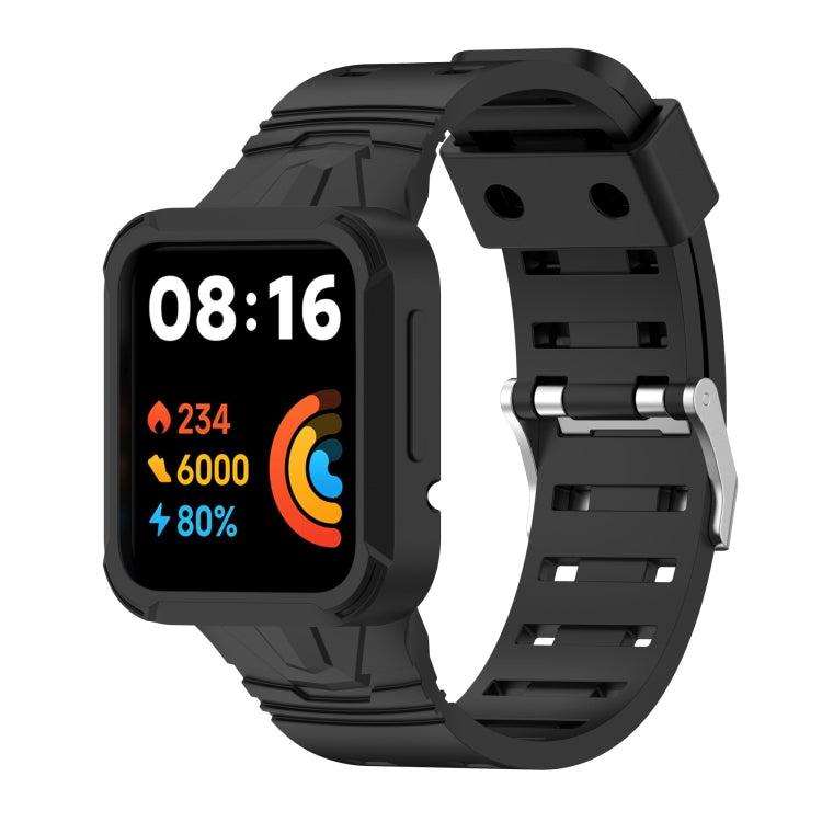 Silicone integrated watch band with screen watch case, black color