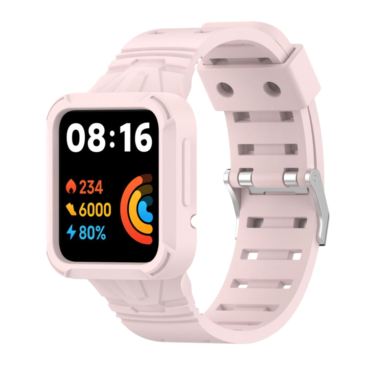 Silicone integrated watch band with screen watch case, light pink color
