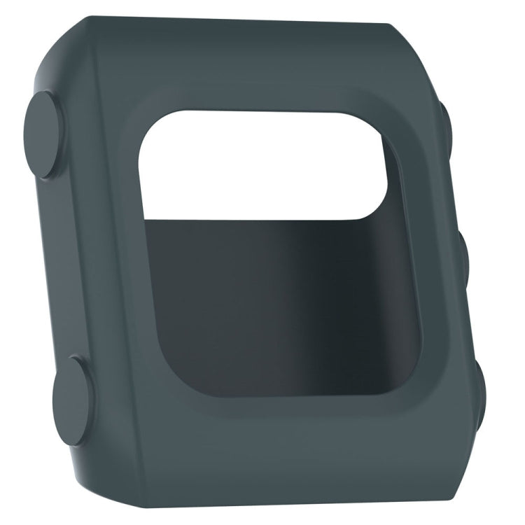 Silicone watch case, charcoal gray with open window and side loops