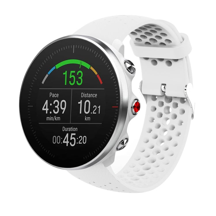 Silicone watch strap, white perforated silicone with metal buckle clasp