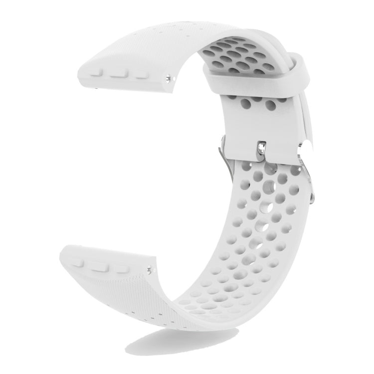 Silicone watch strap, white perforated band with quick-release buckle
