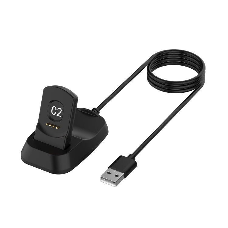 Black charging dock base with C2 label and 1m USB cable