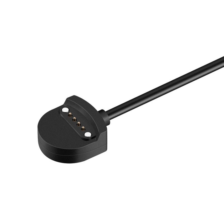 Black magnetic charging base with exposed multi-pin connector on cable