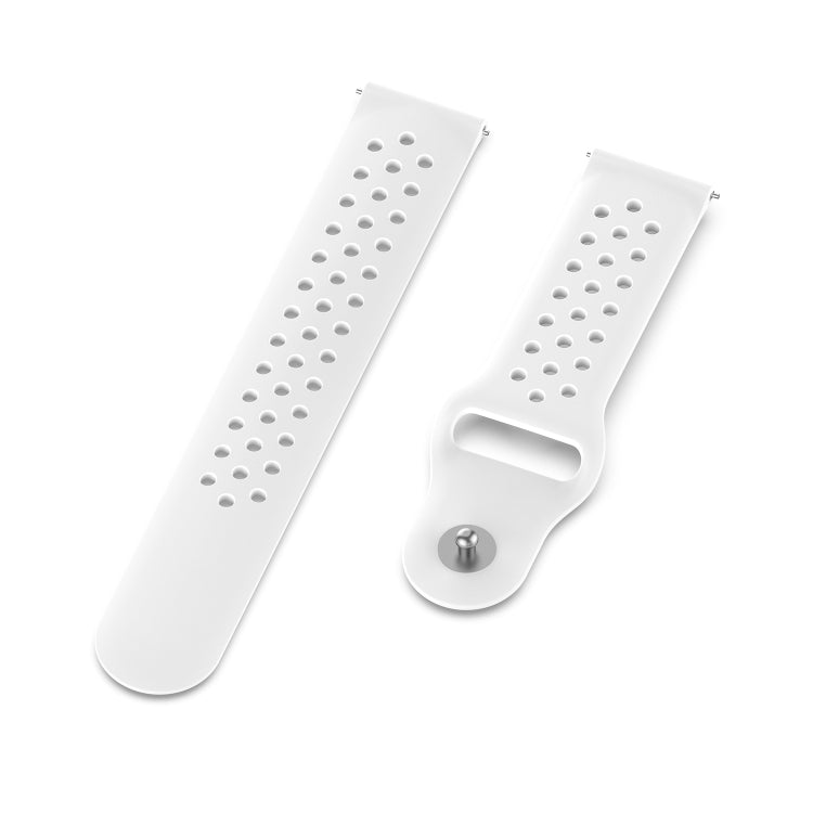 White silicone watch strap band with ventilation holes and snap-fit clasp