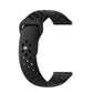 Black silicone breathable watch strap with perforations and metal connector pins