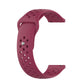 Burgundy silicone breathable watch strap with ventilation holes and metal connector pins