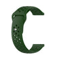 Green silicone breathable watch strap with perforations and metal connector pins