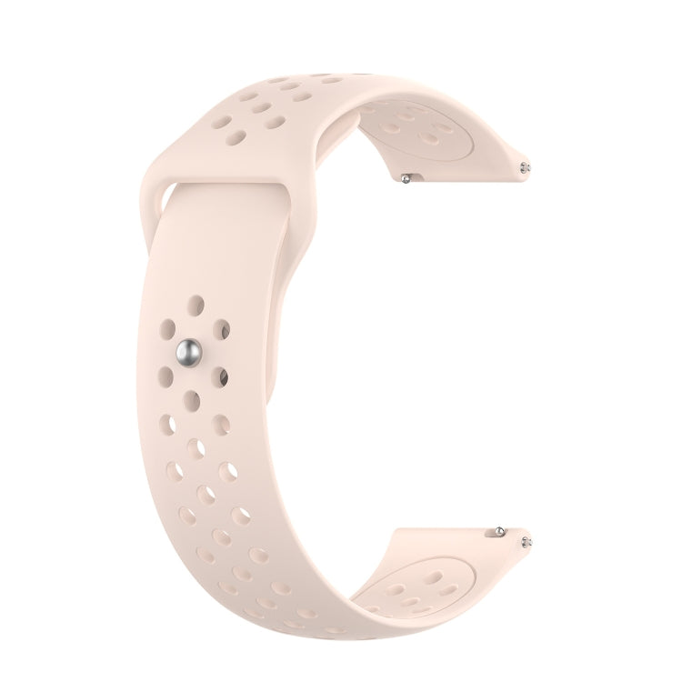 White silicone breathable watch strap with perforated band and metal pin clasp