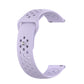 Light purple silicone breathable watch strap with perforated band and metal pin clasp