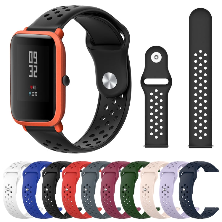 Assorted silicone breathable watch straps in multiple colors, perforated bands with metal pins
