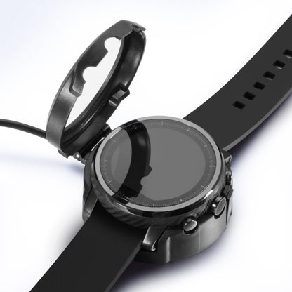 Black smartwatch dock charger with cable and open charging cradle