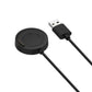 Black USB-A plug charging cable with round dock and pin contacts.