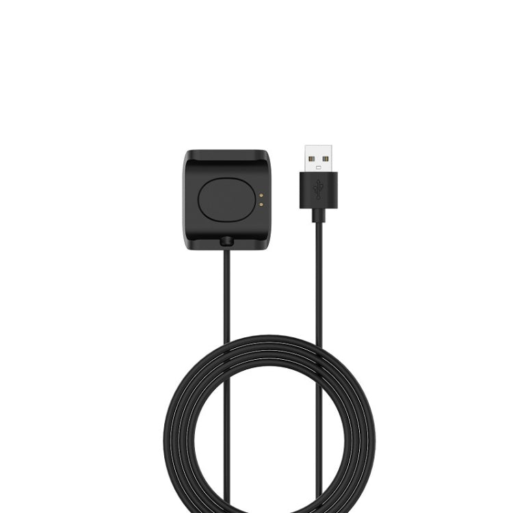 Black bracelet watch charger cable with USB plug and coiled cord
