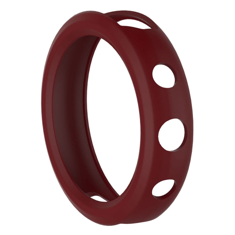 Silicone watch case ring in wine red with side cutout holes for pins