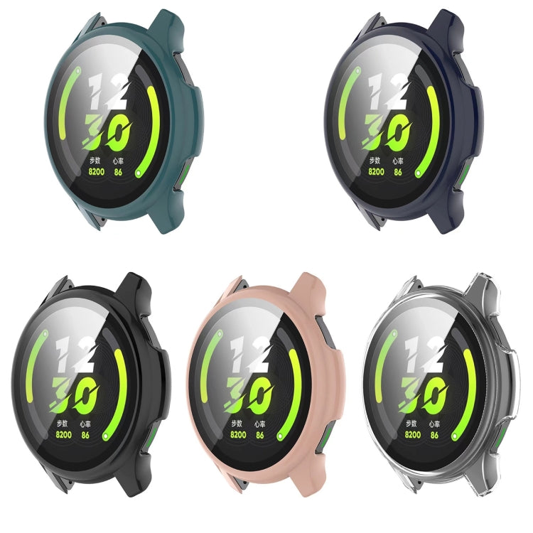 Set of tempered glass watch protective cases in multiple colors on smartwatches