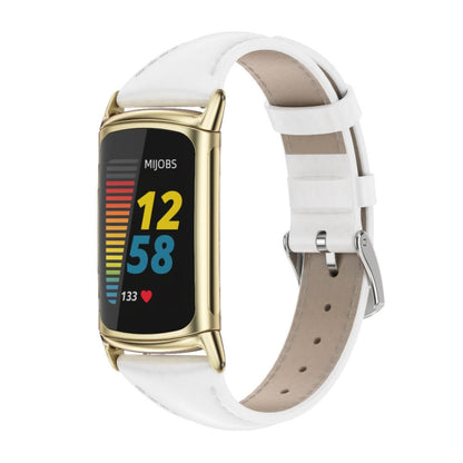 Mijobs Genuine Leather Slim Watch Band, For Fitbit Charge5