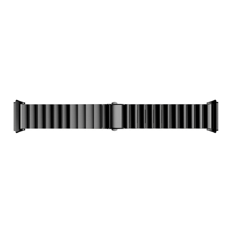 Black stainless steel watch strap with polished link band, for Fitbit Ionic