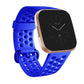 Large breathable silicone watch band with perforated strap and adjustable buckle, blue.