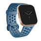 Large breathable silicone watch band with perforated strap and adjustable buckle, dark blue.