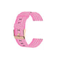 Canvas watch strap in bright pink with metal clasp and stitched adjustment holes
