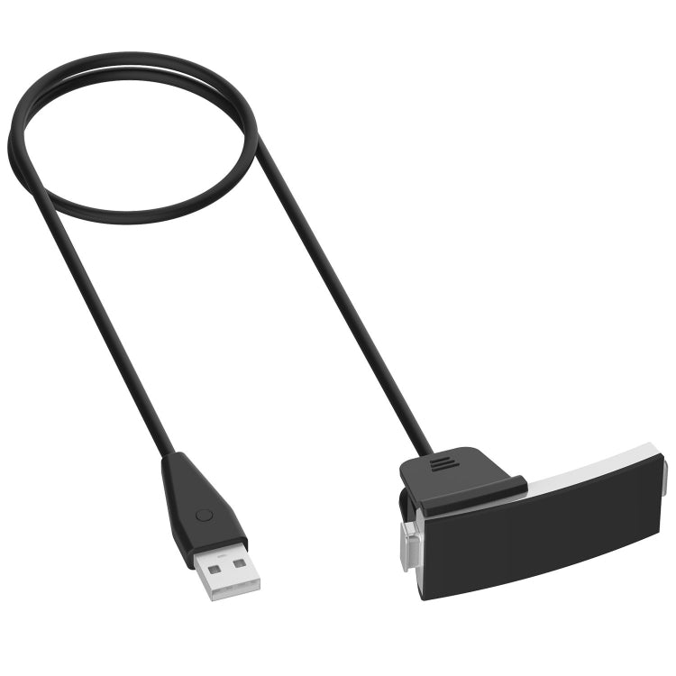 Black reset charging cable, USB-A plug with Fitbit Alta HR charger clip