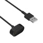 Black USB-A to 2-pin charging cable, close-up of connectors