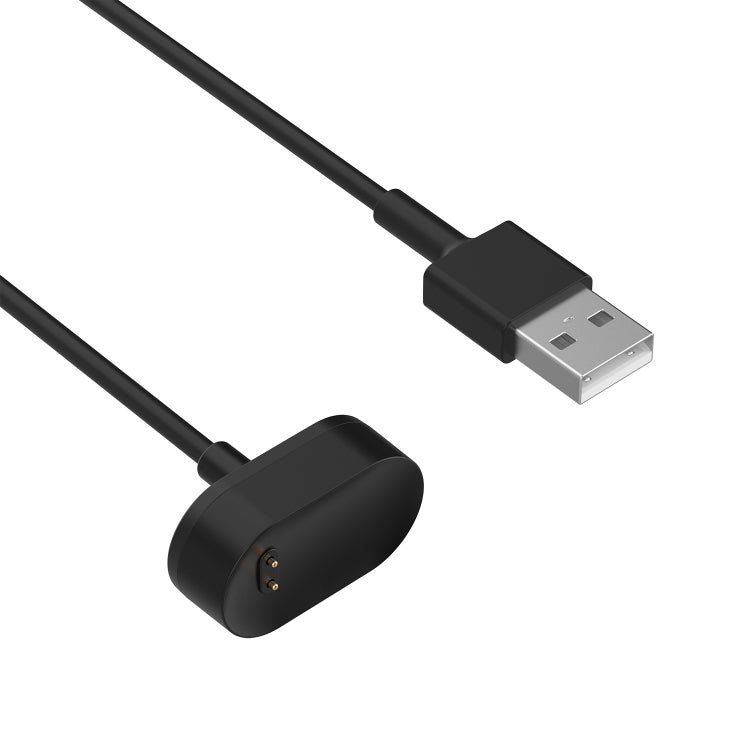 Black USB-A to 2-pin charging cable, close-up of connectors