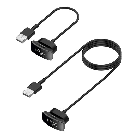 Black 15cm USB charging cable with two metal USB plugs and 2-pin dock connector