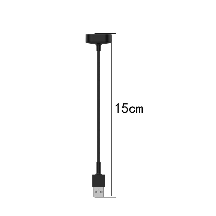 Black USB charging cable, 15cm length with USB and 2-pin end