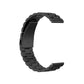 Black steel smartwatch strap with clasp, side view