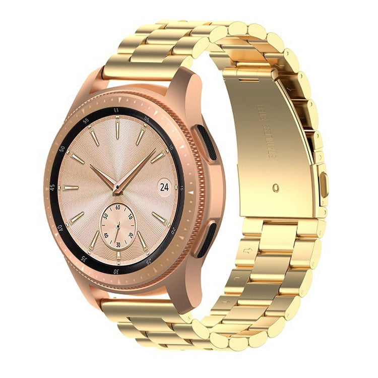 Gold steel smartwatch strap with rose-gold case and gold-tone dial watch