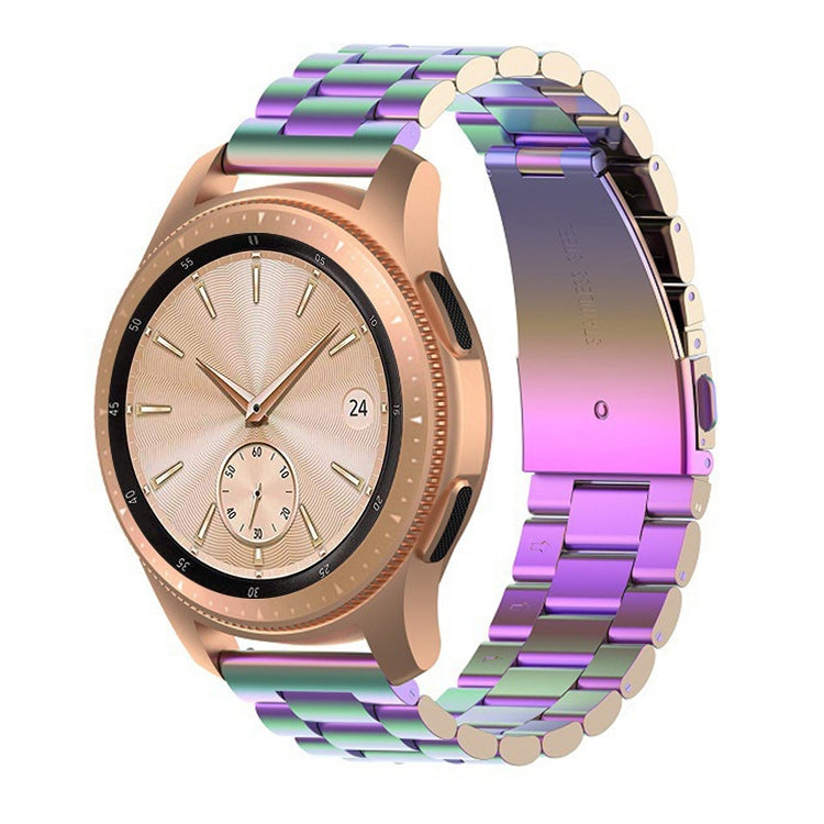 Iridescent purple and teal steel smartwatch strap with rose-gold case watch