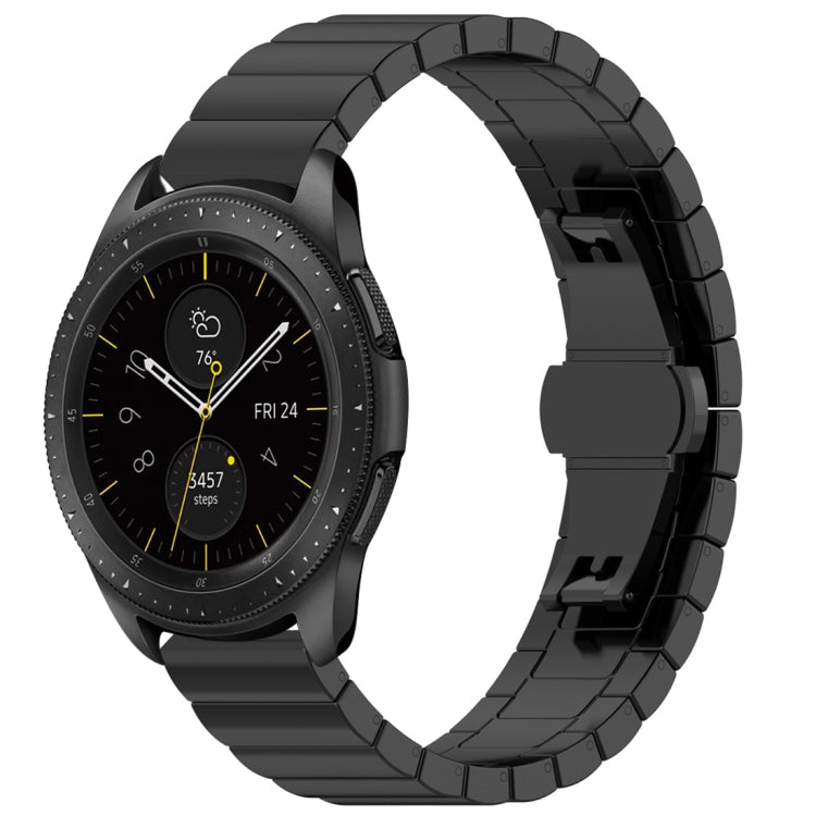 Black stainless steel watch strap with butterfly buckle, 46mm, for Galaxy Watch