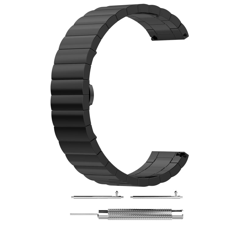 Black stainless steel butterfly buckle watch strap, 46mm, with pins for Galaxy Watch