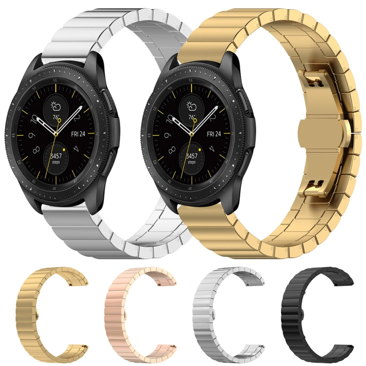 Set of 46mm stainless steel butterfly buckle watch straps: black, gold, rose gold, silver