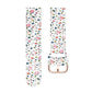 46mm silicone printed watch strap with white cartoon animal pattern and rose-toned buckle