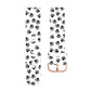 46mm silicone watch strap with black paw prints on white, metal buckle.