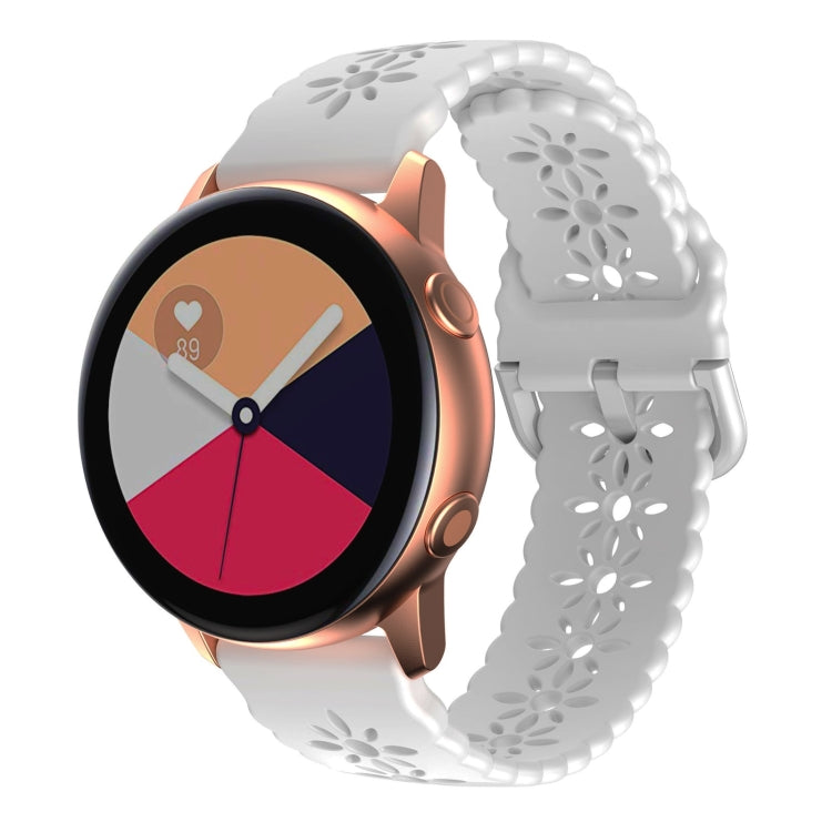 Plum Blossom Hollowed Silicone Watch Band, For Samsung Galaxy Watch4 20mm, For Huawei Watch GT 3 Pro 22mm