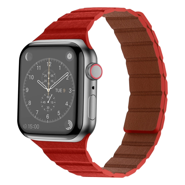 Strong Magnetic Leather Watch Band For Apple Watch Series, 7 41mm / 6&SE&5&4 40mm / 3&2&1 38mm, 7 45mm / 6&SE&5&4 44mm / 3&2&1 42mm